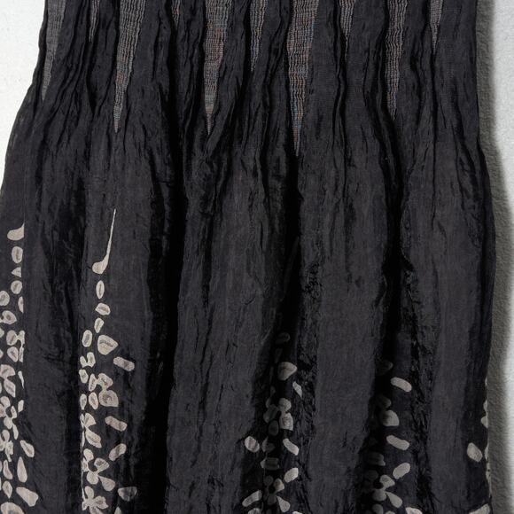 Lapis Midi Dress Skirt Convertible Crinkled Black Gray One Size Cottagecore - Picture 4 of 9